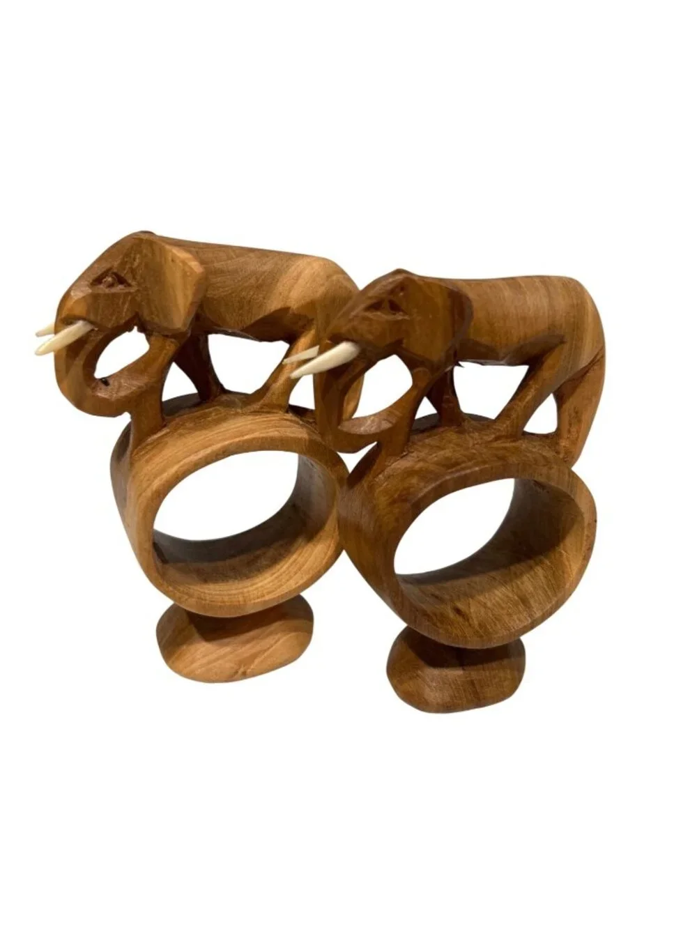 Hand-Carved Wooden Animal Napkin Rings Set Of 12 Unique Table Decor Rustic Desig